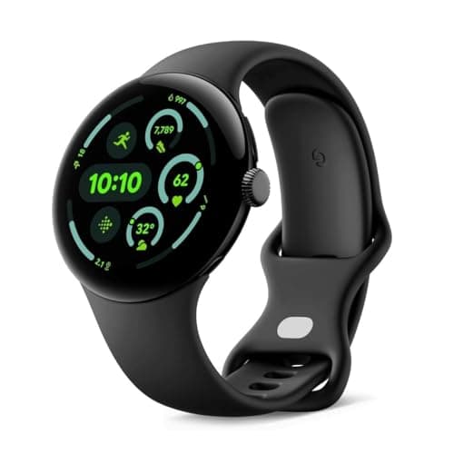 Image of Google Pixel Watch 3 (45 mm) – Android smartwatch with heart rate tracking, advanced running from Fitbit, fitness insights, 24-hour battery – Matte Black Aluminium Case – Obsidian band – Wi-Fi