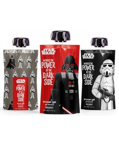 Image of Star Wars Shower Gel Set x3 pack | MAD Beauty | Witness the Power of the Darkside, Darth Vader & Stormtrooper, Sith, Body Wash Pouches, Lemon Cedarwood Amber | Fun Cosmetic Gift for Men & Women