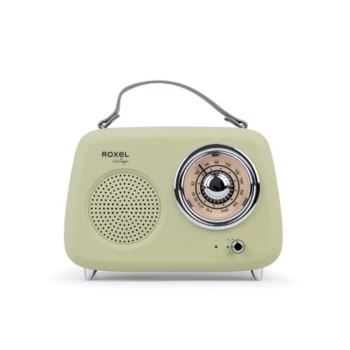 Image of Roxel RFM01 Retro FM Radio Party speaker – Timeless Design, Superior Sound, FM Radio, MP3 Playback & Wireless BT Streaming, Perfect as a Gift (Green)