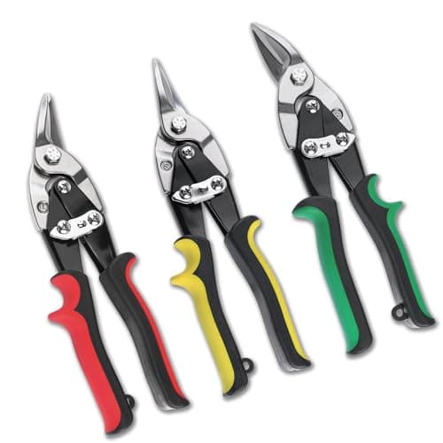 Image of HAUTMEC 3-Piece Aviation Tin Snips for Cutting Metal Sheet, Heavy-Duty CR-V Metal Shears for Straight, Left & Right Cuts, 250mm (10") Sheet Metal Cutters with Safety Lock & Ergonomic Grip – HT0068