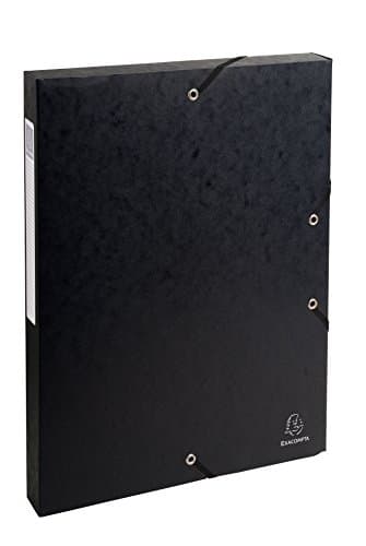 Image of Exacompta - Ref. 50301E - 8 Exabox filing boxes with rubber bands - in 600g/m2 glossy card - Spine 2.5 cm - dimensions 25 x 33 cm - for A4 documents - black color - delivered assembled