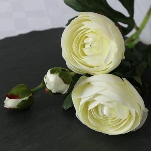 Image of Apac Artificial Ranunculus - Cream, Silk Flowers Perfect for Home Wedding Party Decorations Flower Arrangements