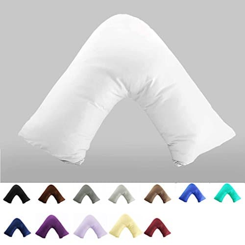 Image of Gyulin 100% Cotton 300 Thread Count Soild Envelope Style V Shaped/Tri/Boomerang Standard Pillow Case Cushion Cover Only Cover No Insert (White)