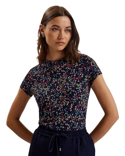 Image of Ted Baker London remanaa-Heart Printed Fitted tee, Navy