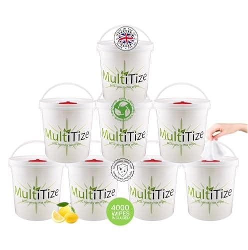 Image of MultiTize Multi Purpose Wipes, Vegan, 100% Biodegradable, Antibacterial Multi Surface Wipes, (8 Bucket 500 Wipes Per Bucket)