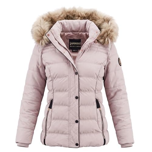Image of Spindle Womens Ladies Premium Quality Hooded Short Fur Parka Quilted Padded Puffer Coat | Zip Side Pockets | Luxurious Detachable Faux Fur on Hood | Zipped Inner Pocket Grey 16