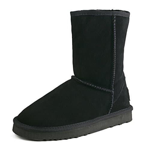 Image of Shenduo Women's Leather Short Snow Boots Classic Mid-calf Winter Boots 5.5UK DA5825 Black 39EU