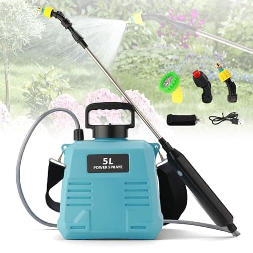 Image of 5L Electric Garden Sprayer – 5 Litre Pressure Sprayer with 3 Nozzles, Telescopic Wand (60cm), 120-Minute Runtime – Weed Killer Sprayer Pump for Plant Watering, Lawn Care, Cleaning (BLUE)