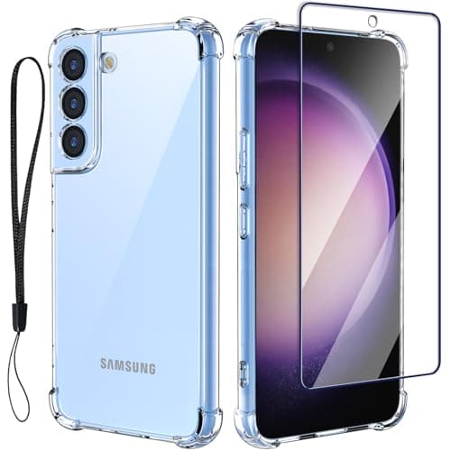 Image of for Galaxy S23 Case with Screen Protector: Transparent Slim Thin Soft Silicone TPU Protective Phone Cover with Lanyard Strap for Samsung Galaxy S23 (Clear)