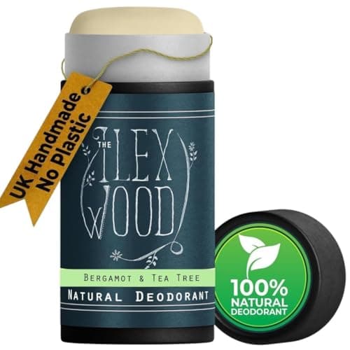 Image of The Ilex Wood Natural Deodorant Stick 70ml – Handmade in UK, Aluminium Salts Free, Plastic Free, Alcohol Free, Vegan, Eco Friendly Cardboard Tube – Bergamot and Tea Tree (Citrus)