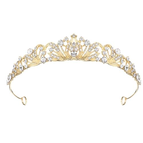Image of Tiaras And Crowns for Women, Exquisite Rhinestone Queen Crowns for Women Girls Beautiful Princess Tiara for Halloween Cosplay Christmas Birthday Prom Bridal Party(Gold)