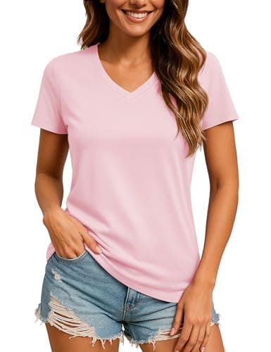 Image of TACVASEN Women's UPF 50+ Sun Protection Short Sleeve Shirt Quick Dry Outdoor Hiking Swimming T-Shirts Light Pink