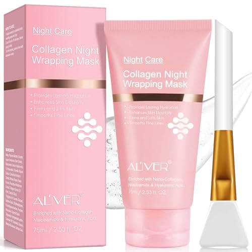 Image of Collagen Night Wrapping Mask, Collagen Jelly Face Masks with Jelly Brush, Peel Off Face Mask for Facials Professional Korean Skin Care, Elasticity & Hydration Care Overnight Mask for Women