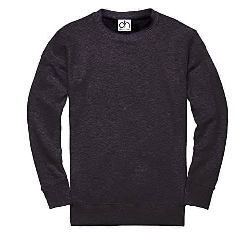 Image of D&H CLOTHING UK Premium Sweatshirts Plain Workwear Casual Crewneck Jumper Sweater Sports Leisure Fleece (2XL, Black Melange)