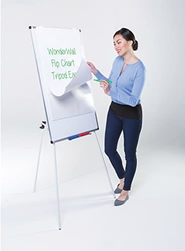 Image of Wonderwall Magnetic Tripod Flipchart Easel, A1, 1000 x 680 mm, Dry-Wipe Whiteboard, Height Adjustable - Ideal for School, Training, Venues & info Points