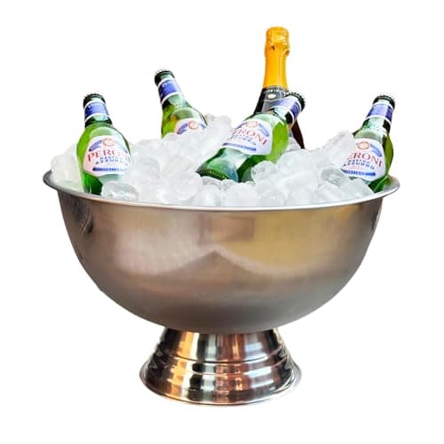 Image of Large Champagne Bucket 40cm Stainless Steel Alcohol Beer Wine Bottle Drinks Ice Bowl