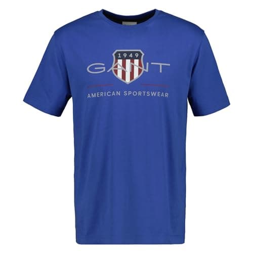 Image of GANT Men's Archive Shield T-Shirt, Evening Blue, Fresh Blue, L