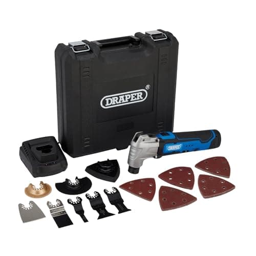 Image of Draper 19392 12V Oscillating Multi-Tool (33 Piece), 1 x Battery, 1.5Ah, 1 x Fast Charger