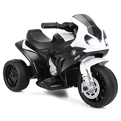 Image of COSTWAY 6V Kids Electric Motorbike, 3 Wheels Battery Powered Ride on Motorcycle with Lights, Music, Licensed BMW Vehicle Toy for 18-36 Months (Black)