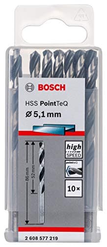 Image of Bosch Professional 10-piece PointTeQ HSS Twist Drill Bit (for Metal, 5.1 x 52 x 86 mm, Drill Driver Accessories)