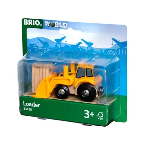Image of BRIO World Farm Tractor Loader Toy for Kids Age 3 Years Up - Wooden Railway Train Set Add On Accessories