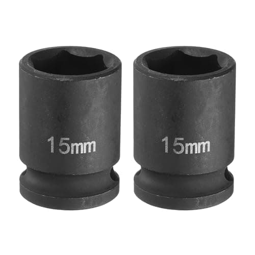 Image of sourcing map 2pcs Deep Impact Socket 3/8" Square Drive by 15mm Metric 6 Point Socket 30mm (1.18") Long CR-MO Steel Industrial Grade Flip Socket for Home Auto Hex Nuts Bolts Repair, Black