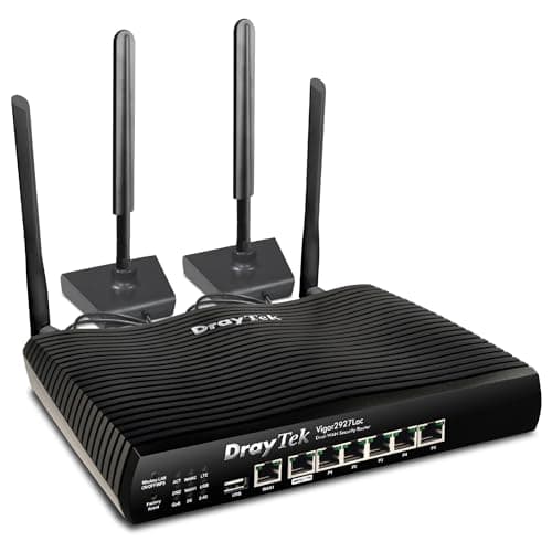 Image of DrayTek Vigor V2927LAC Gigabit Ethernet Failover Router, 3G/4GLTE Embedded Sim Slots, AC Wireless, Dual-WAN Load Balancing, 50 VPN Connections, 5 GbE LAN Ports, Magnetic Base LTE Antenna's