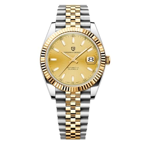 Image of PAGRNE DESIGN Men's Automatic Watch Japanese Automatic Movement Classic Watch Sapphire Crystal 100 Metres Waterproof Luminous Business Men's Watch（All Gold
