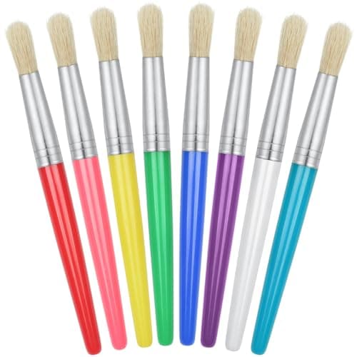 Image of JCF Kids Paint Brushes, 8 Pcs Round-Tipped Painting Brushes Set, Colorful Art Paint Brush Set for Kids Beginners Art Supplies Suitable for Acrylic Oil Watercolor Gouache Painting