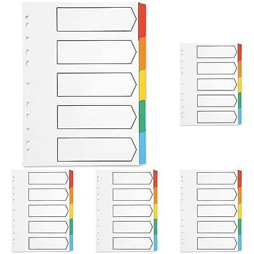 Image of Q-Connect 5-Part Index Multi-Punched Reinforced Board Multi-Colour Blank Tabs A4 White KF01525 (Pack of 5)