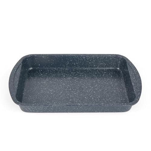 Image of Russell Hobbs Nightfall Stone 38 cm Roasting Pan - Non-Stick Deep Baking Tray, Carbon Steel Ovenware, Ideal for Roasting Meat and Vegetables, Large Oven Tin, PFOA-Free, Oven Safe, Heat Resistant Paint