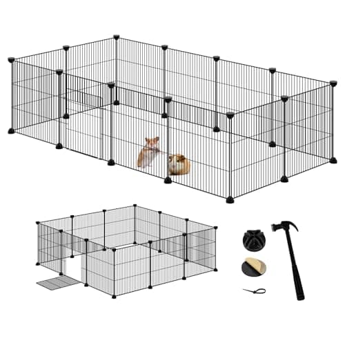 Image of EUGAD Pet Playpen, Rabbit Run with Door, Modular Playpen for Small Animals,Encrypted Wire Mesh Panels 1.5cm Wire Spacing, DIY Metal Pet Fence for Rabbit,Hamster,Guinea Pig,Turtle,Hedgehog