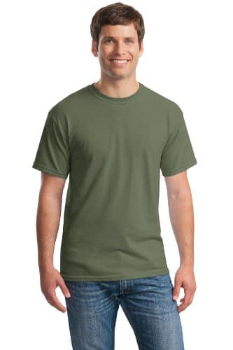 Image of Gildan 5000 Men's Short Sleeve Heavy Cotton T-Shirt Tee, (Military Green), XXL