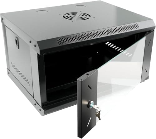 Image of WUDLEP 6U Wall Mount Network Server Cabinet, Server Cabinet with Lockable Door and Side Panels, 40cm Depth Network Rack Vented Enclosure, for IT Equipment and A/V Devices, Black