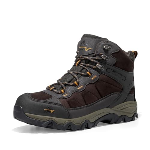 Image of NORTIV 8 Men's Waterproof Hiking Boots Outdoor Mid Walking Boots Mens Trekking&Hiking Footwear Backpacking Mountaineering Shoes,Size 11,Brown,JS19004M