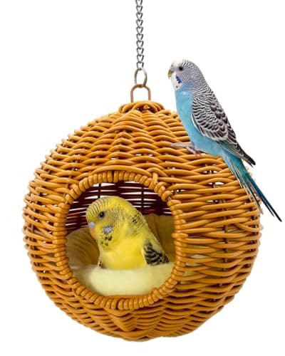 Image of Jevnd Chewproof Steel Frame Bird Nest for Cage, Washable Small Bird Bed Hammock Hideout Lay Eggs Parakeet Nest Sleep, Parakeet Warm Bed House Hut for Lovebird, Canary, Budgie
