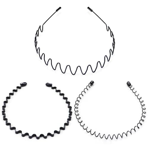 Image of Kavya Hair Band for Men and Women - Wavy Spring Metal Headband, Non-Slip Sports Accessory for Gym, Football Training - Unisex for Long, Short, Thick, Curly Hair