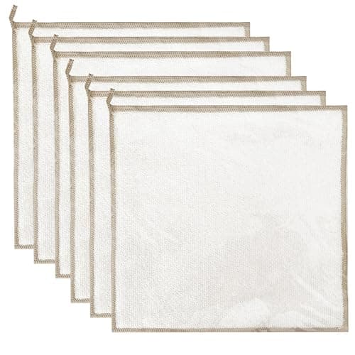 Image of Jebblas Bamboo Dish Cloths,Lint Free Cleaning Cloth,Bamboo Fiber Cleaning Cloths, Kitchen Dish Cloths, Reusable Dish Rags, Pack of 6, 25x25cm