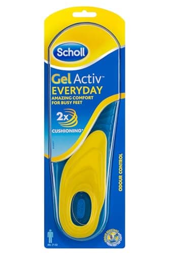 Image of Scholl GelActiv Every Day Insoles for Men - Anti Foot Fatigue Comfort Insoles - Insoles for Walking/Hiking - Trim to Fit Your Walking Boot/Shoes - UK Size 7-12, 1 Pair