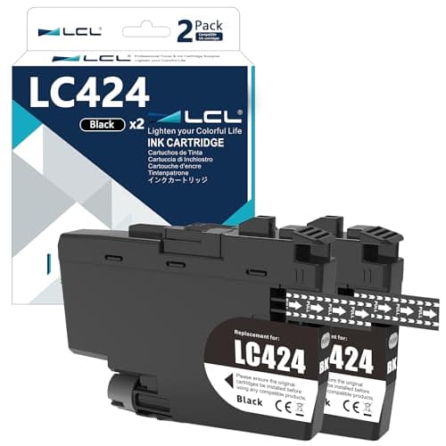 Image of LCL Compatible Ink LC-424 LC424 LC-424BK LC424BK (2PK Black) Replacement for Brother DCP-J1200W DCP-J1200WE Printer