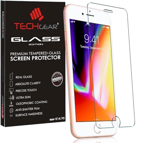 Image of TECHGEAR GLASS Edition Compatible with iPhone 8, iPhone 7 4.7", Tempered Glass Screen Protector Cover [2.5D Round Edge] [9H Hardness] [Crystal Clarity] [Scratch-Resistant] [No-Bubble]