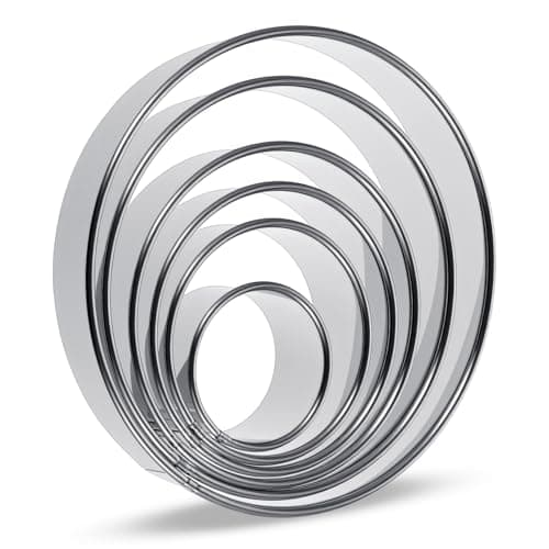 Image of Quilax 6 Pcs Round Cookie Cutter Set (2, 3, 3.5, 4, 5, 6 Inch),Large Cookie Cutters Stainless Steel Circle Cookie Cutters-Variety Pack, Biscuit Cutters for Baking