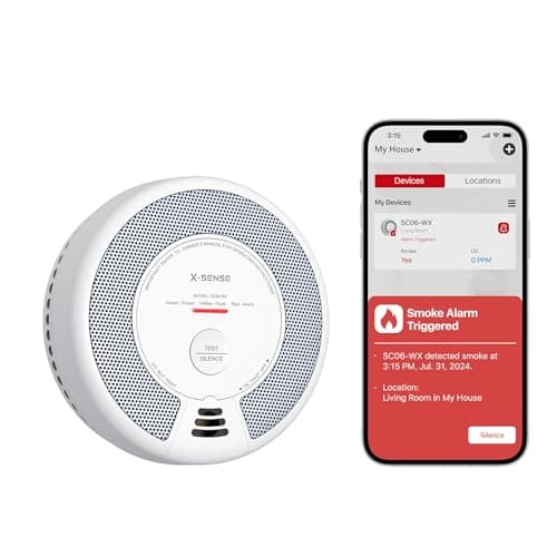 Image of X-Sense Wi-Fi Smoke and Carbon Monoxide Alarm with Replaceable Battery, Smart Combination Detector Compatible with X-Sense Home Security App, SC06-WX, 1-Pack