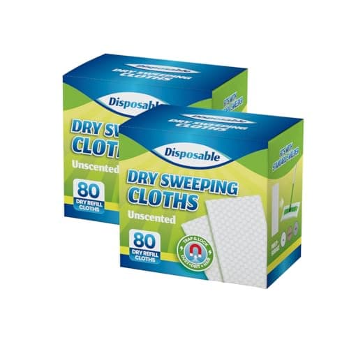 Image of PEACHICHA Flash Dust Magnet Dry Mop Refills Disposable Dusting Cloths, Floor Cloth Refills, 20 x 30cm, 160 Pcs