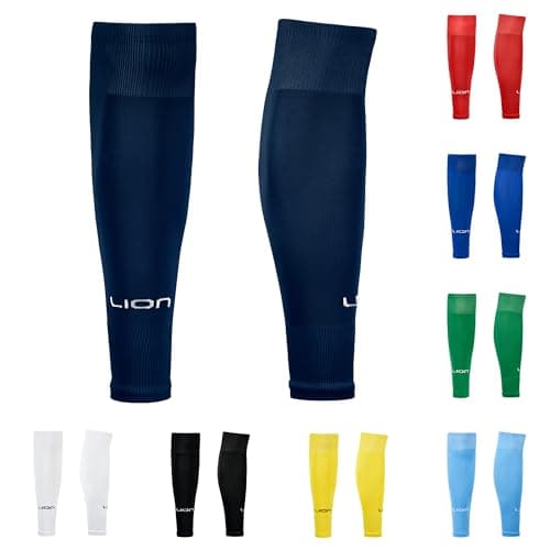 Image of LION SPORTSWEAR Kids/Youth Football Sock Sleeves To Accompany Grip Socks - Fits Over Calf/Shin Pads - Variety Of Colors To Match Your Team Kit (Navy)