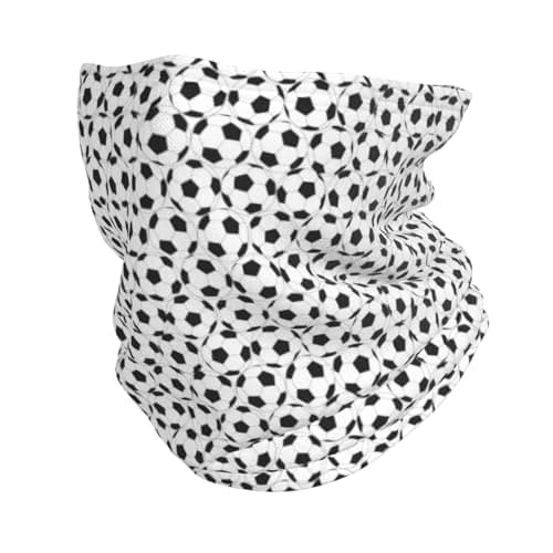 Image of ERCgad Black And White Soccer Ball Pattern Print Neck Warmer Scarf Face Mask For Outdoor Sports Skiing Cycling Running Daily Wear