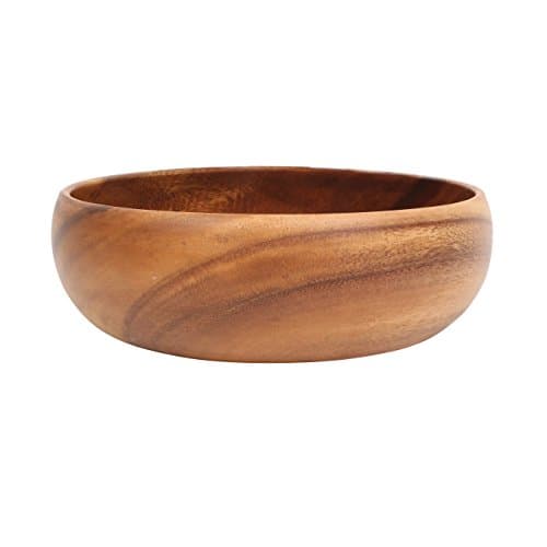 Image of Premier Housewares Acacia Wood Salad Bowl Large Hand Carved Salad Bowl