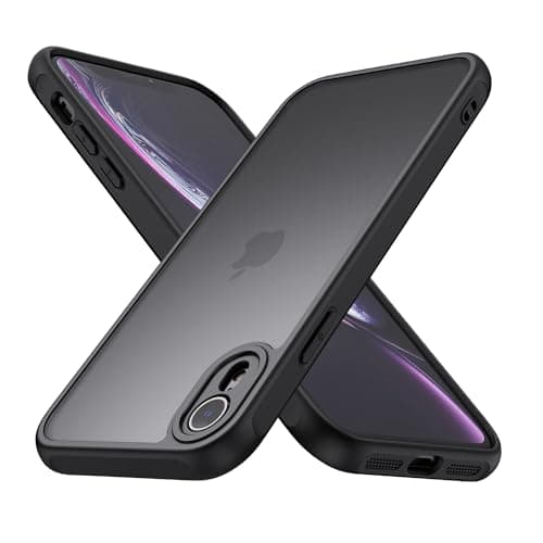 Image of Mugust Matte Case for iPhone XR, Shockproof Military Grade Drop Protection, Frosted Translucent Back IPhone Cover, Anti-Fingerprint for IPhone XR (Black)