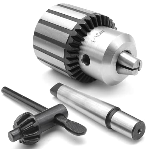 Image of YDHfdc Heavy Duty Lathe Chuck - MT2-B16, 1-16mm Capacity, Stainless Steel, Arbor Key Type with Chuck Key and SDS Adapter Shank for Drilling Machines
