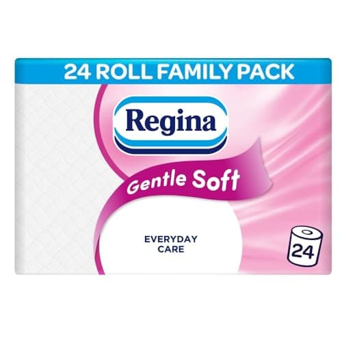 Image of Regina Gentle Soft Toilet Tissue - 24 Rolls of 3 Ply Toilet Paper, 160 Sheets, Soft and Gentle, 30% PCR Plastic Packaging, FSC Certificated
